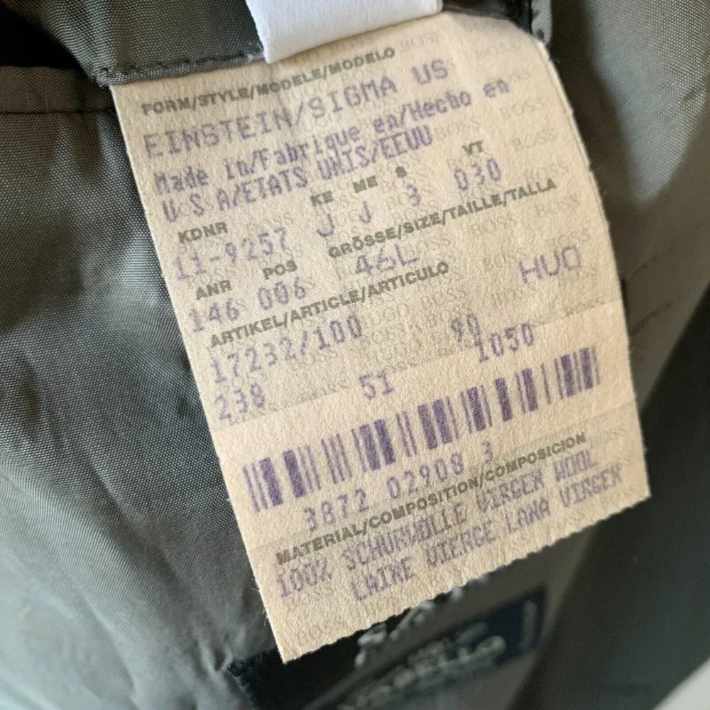 Hugo Boss Sport Coat Men 46L Wool Blazer Einstein Sigma Greenish Gray Union Made